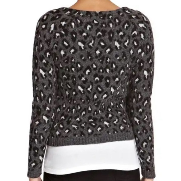 NWT REDUCED TO SELL🎉❣️ Ella Moss zip angora knit zip cardigan Grey leopard print - Picture 8 of 14